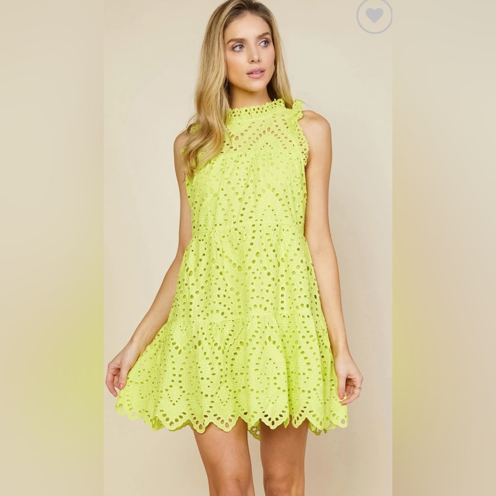 Lime Eyelet Sleeveless Dress